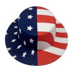 Unisex Independence Patriotic Fedora Cap Flat Brim Top Hat
