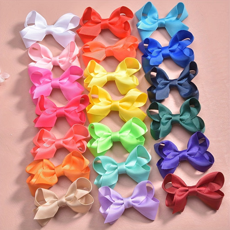 20pcs Colorful Ribbon Bow Hair Clips for Girls