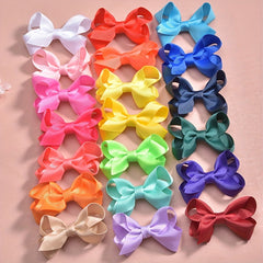 20pcs Colorful Ribbon Bow Hair Clips for Girls