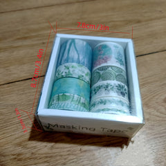 Green Leaves & Flowers Paper Adhesive Tape for DIY Scrapbook