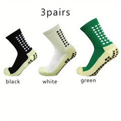 3 Pairs Non slip Football Socks Men's Mid Tube Training Socks