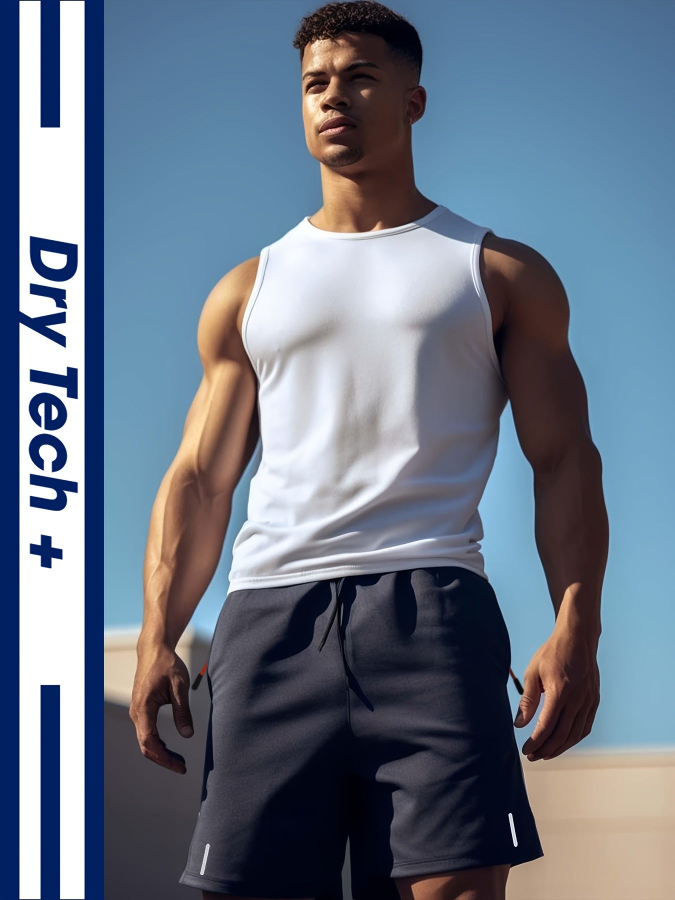 Men's Running Shorts Zipper Pockets Stretch Drawstring Outdoor Gym Shorts