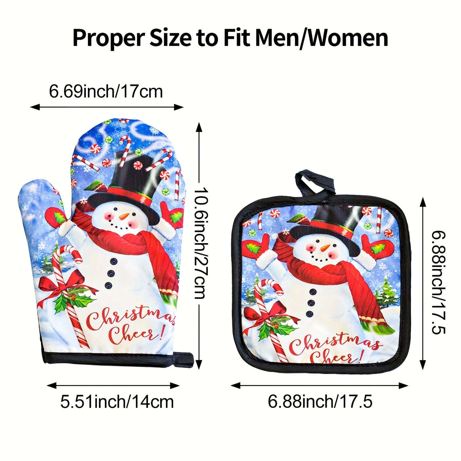 2pcs Christmas Oven Mitts Heat Resistant Microwave Baking Glove
