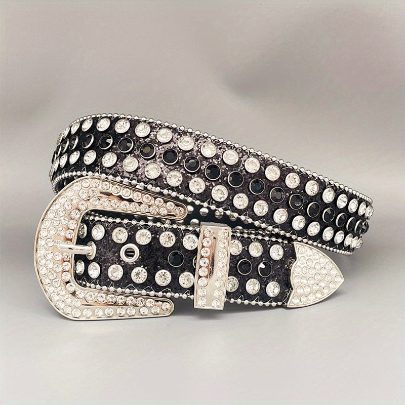 Y2K Pink Rhinestone Belts Cowgirl Studded Women Jeans Belt