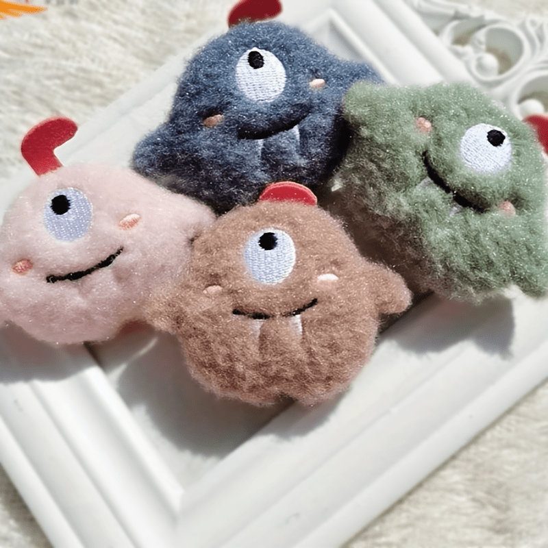 Adorable Plush Monster Brooch for Girls