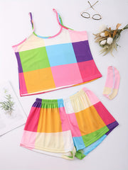 Plaid Pajama Set Sleeveless Cami Top & Shorts Women's Sleepwear