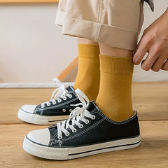 10 Pairs Men's Solid Crew Socks Comfy Cotton Blend Casual Unisex Socks