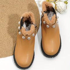 Girls' Fleece Zipper Boots - Warm & Non Slip