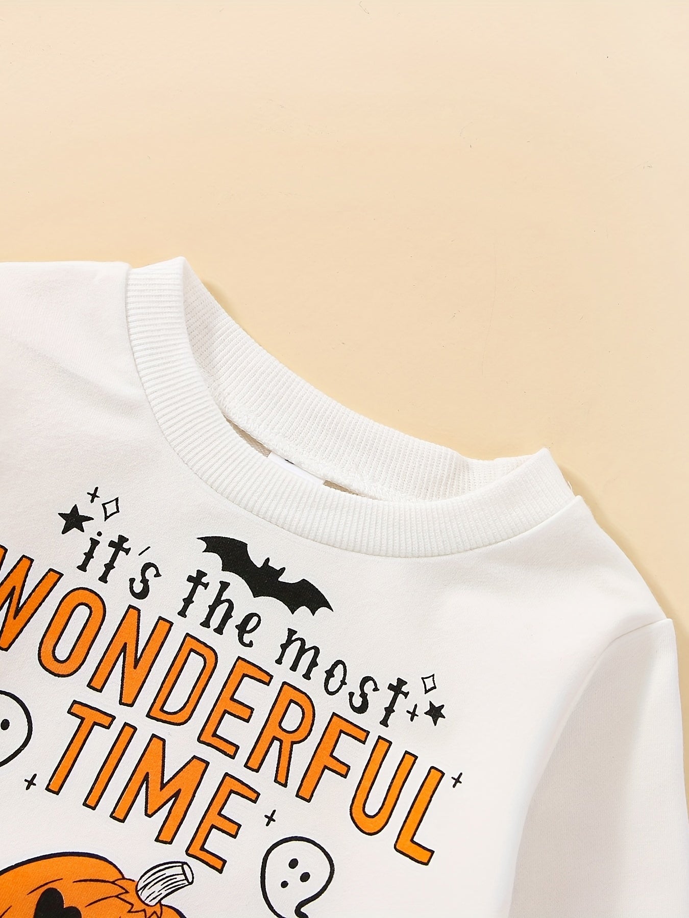 Baby's Halloween Letter Pumpkin Print Pullover Top