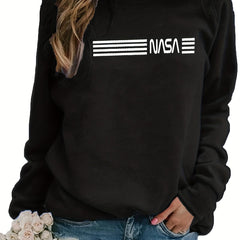 Letter Print Crew Neck Sweatshirt Women's Clothing