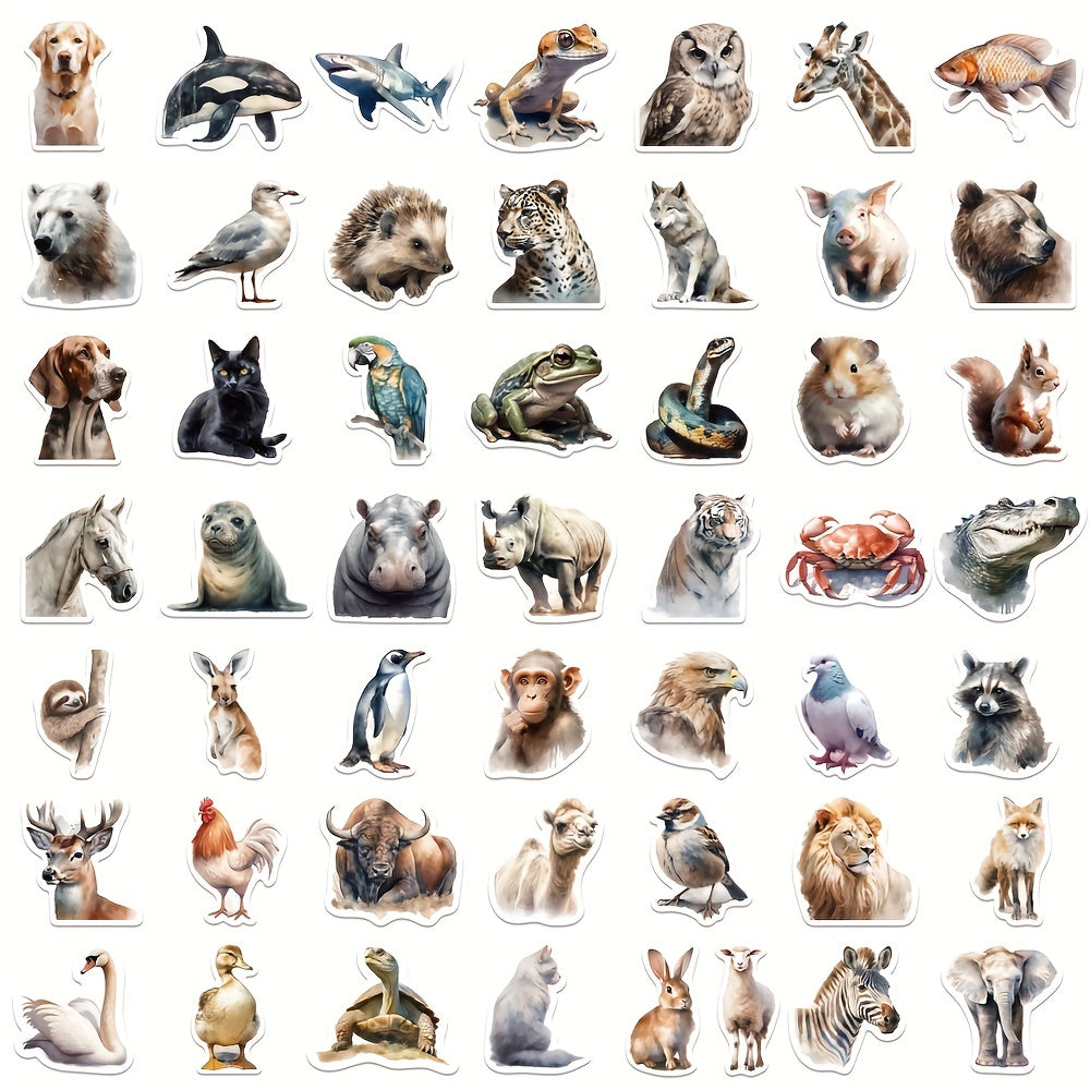 50pcs Realistic Animal Stickers Waterproof PVC Collection