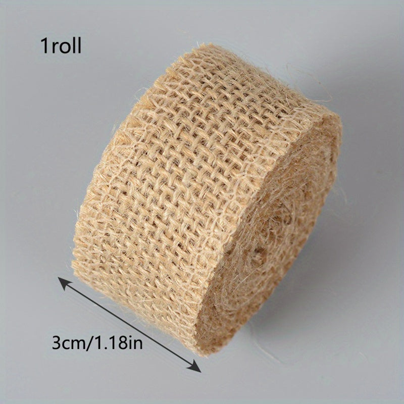 Linen Roll Woven Jute Fabric Sash Edge DIY Material Christmas Wedding Decor