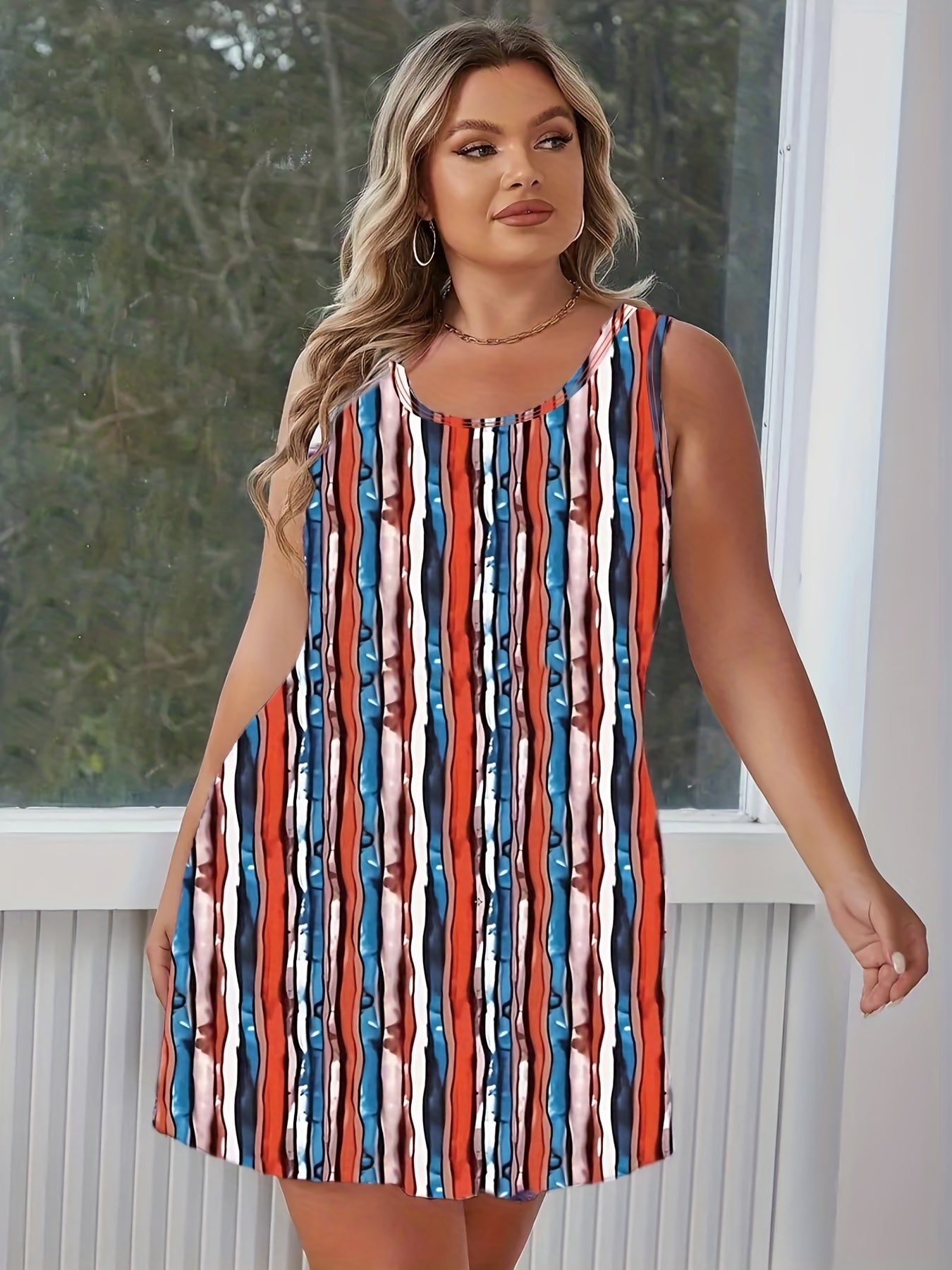 Stripe Print Tank Sleep Dress