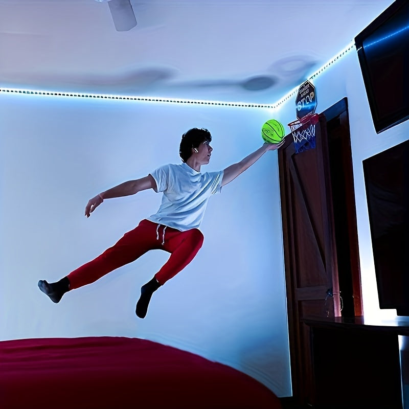 Glow Mini Basketball Green w/ Pump for Outdoor Sports