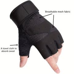 Breathable Half Finger Fitness Gloves with Wrist Support and Anti Slip Silicone