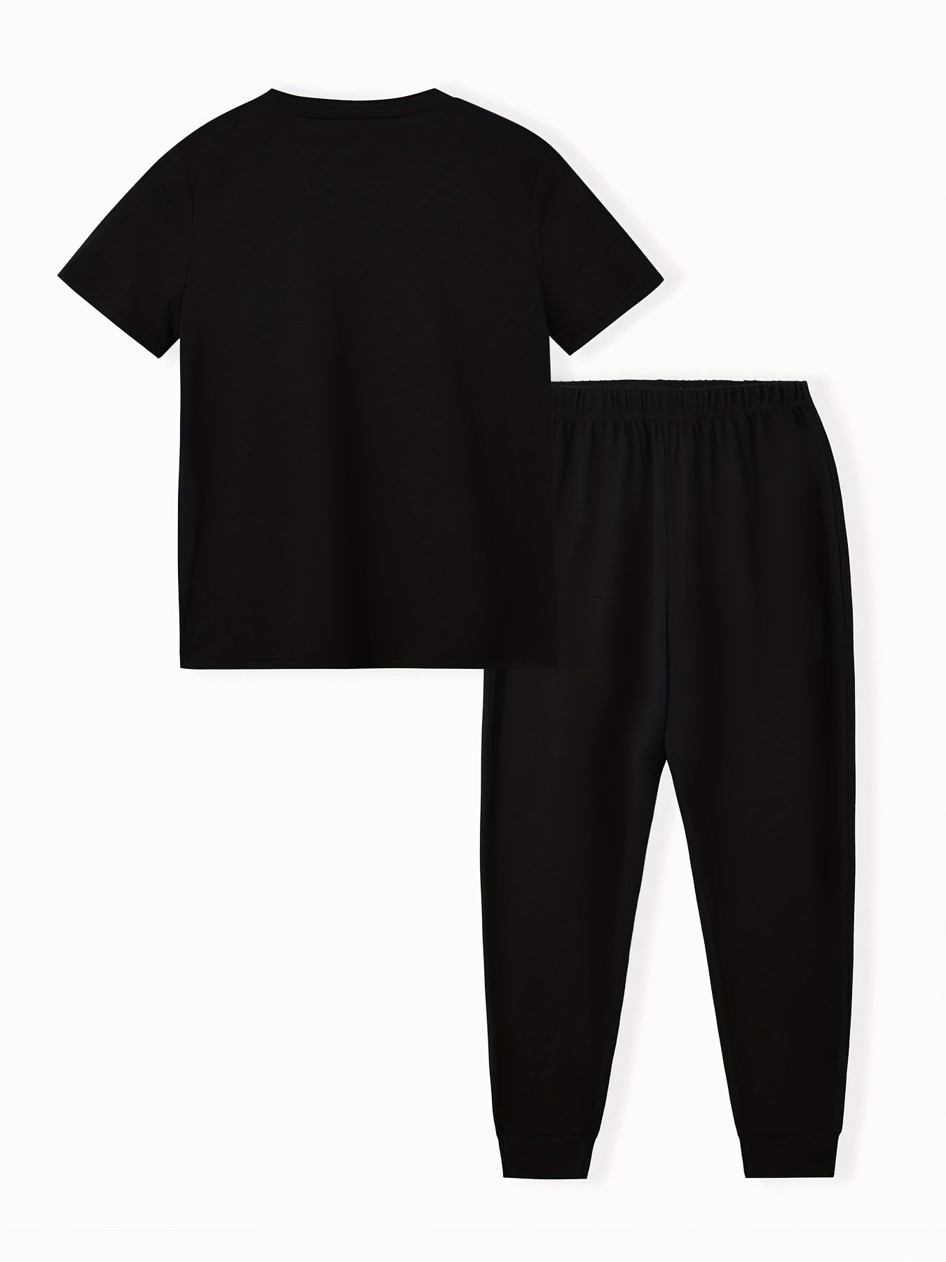 Boy's 2pcs Block Stitching T shirt & Sweatpants Set