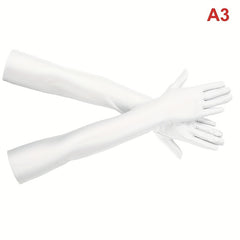 Solid Stretch Gloves Long Party Wedding Performance Gloves Women