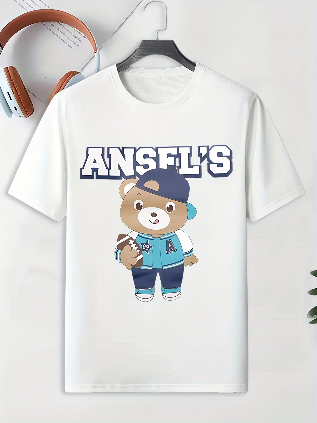 Men's Bear Pattern T-Shirt Active Breathable Tee