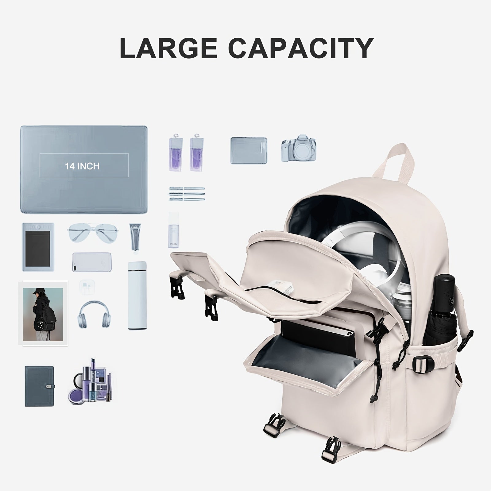 College Laptop Backpack Water Resistant Travel Rucksack