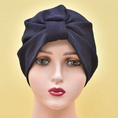 Solid Pleated Turban Cap Elastic Head Wrap Women Bandana Casual Hijab Hat