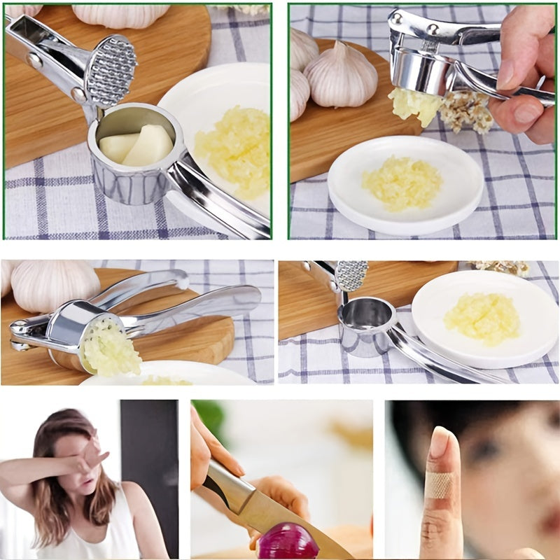 Zinc Alloy Garlic Press Manual Crusher Handheld Ginger Kitchen Tool