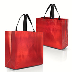 10pcs Reusable Red Gift Bags with Handles Christmas Party Favor Goodie Bags