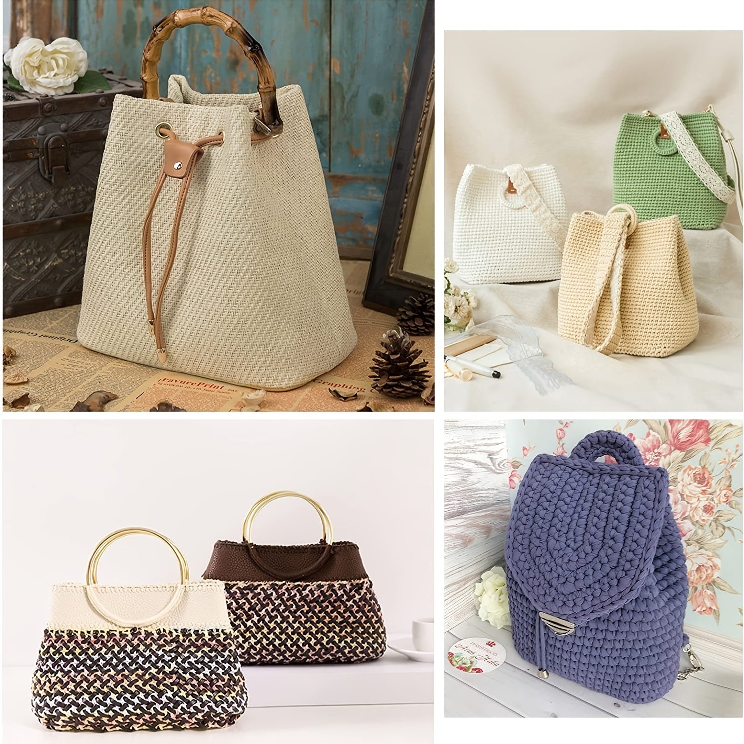 2pcs PU Leather Bag Bottom Holder Woven Bag Bottom DIY Handbag Oval