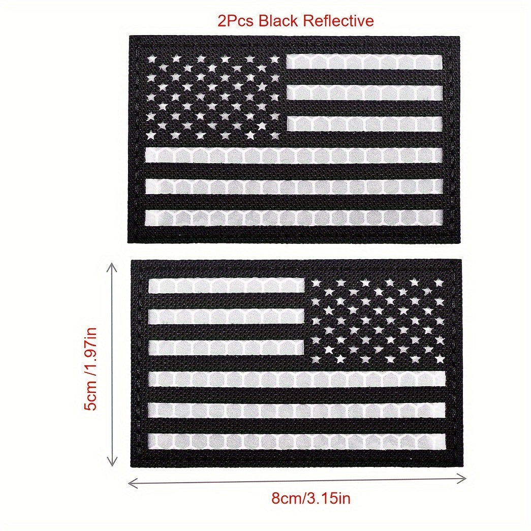 2pcs IR Reflective Flag PVC Patches for Backpacks Hats Jackets Pants