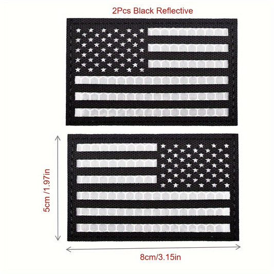 2pcs IR Reflective Flag PVC Patches for Backpacks Hats Jackets Pants