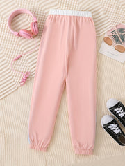 Toddler Girls Block Sweatpants Elastic Waist Casual Sport Jogger Pants