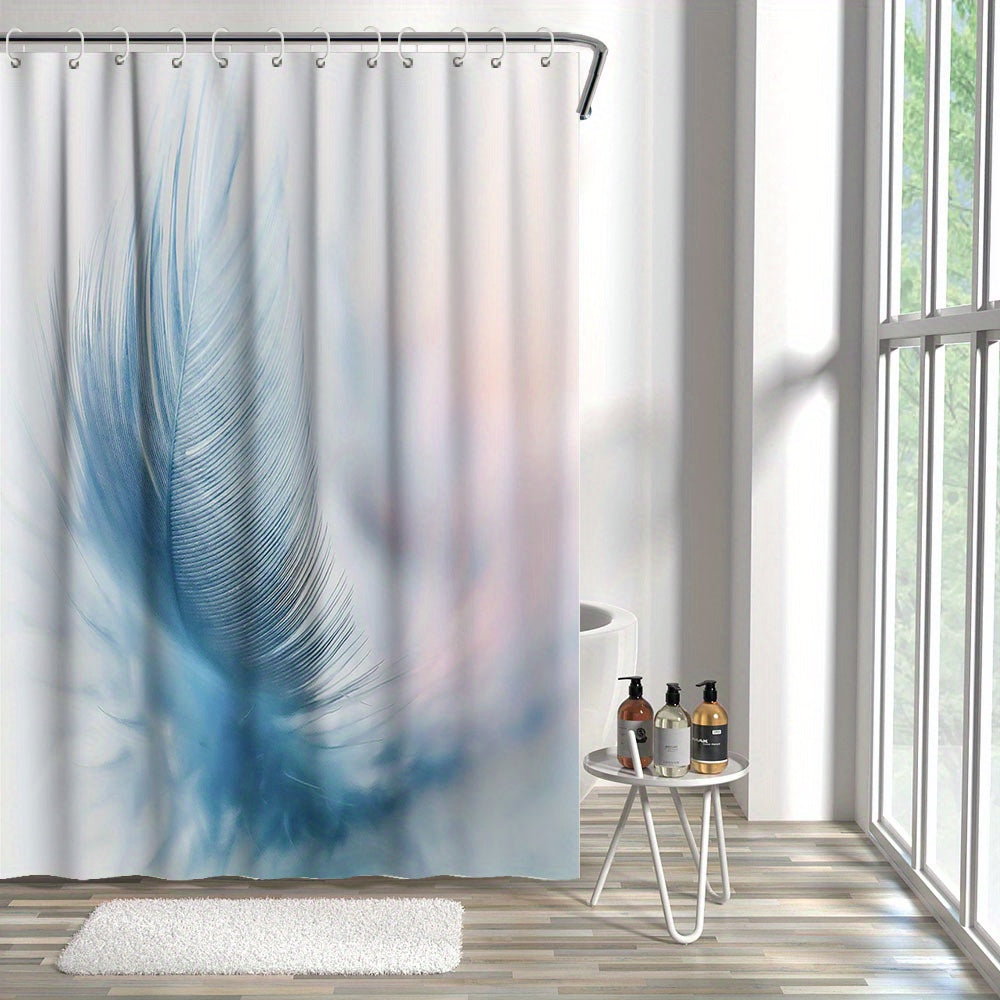 Waterproof Colorful Feather Polyester Shower Curtain