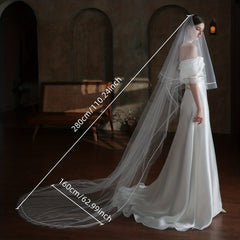 Double Layer Bridal Head Veil with Comb and Satin Edge