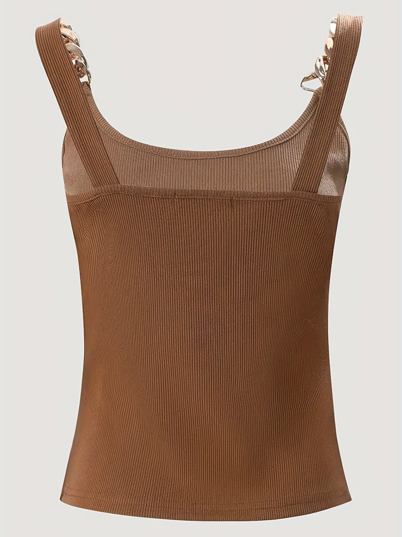 Versatile Chain Cami Top Sexy Crew Neck Slim Summer Sleeveless Top