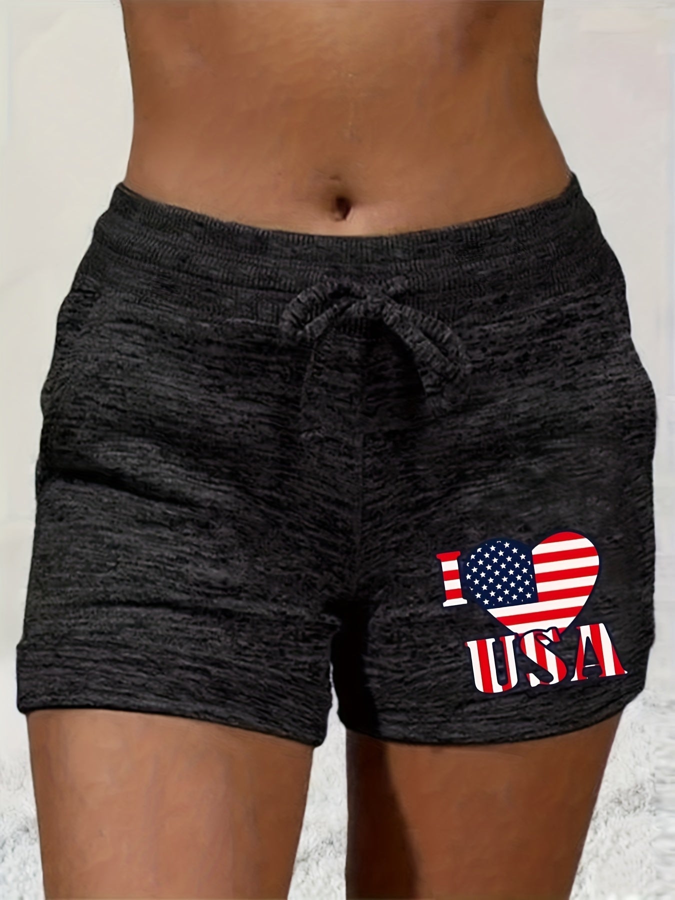 Print Drawstring Casual Shorts for Women
