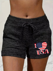 Print Drawstring Casual Shorts for Women