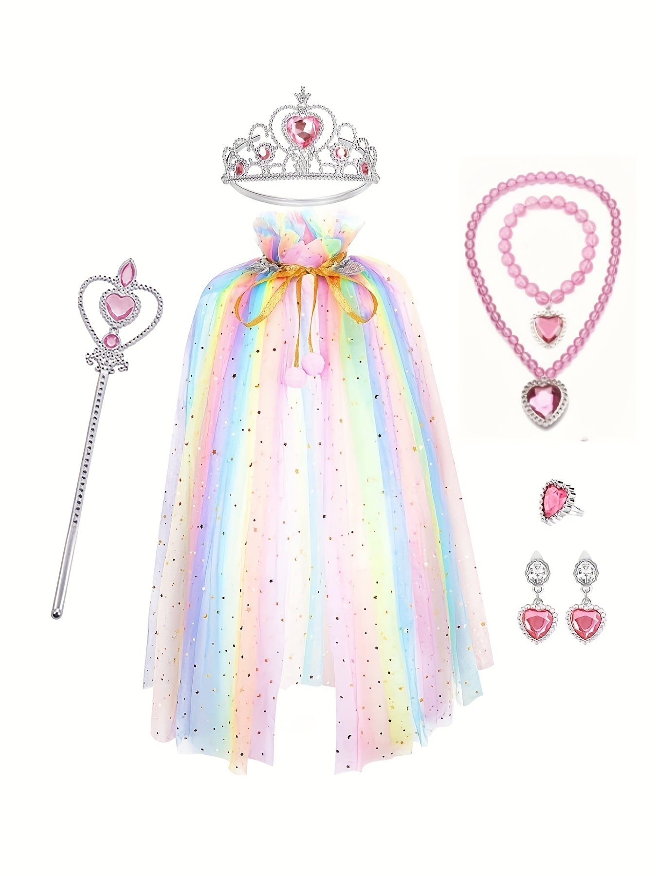 Princess Cape Set for Girls Party Cosplay with Crown