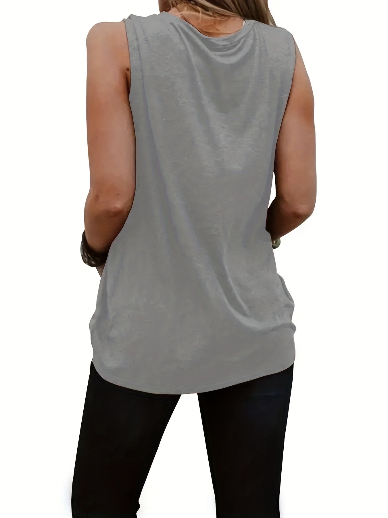 Dragonfly Print Tank Top Sleeveless Crew Neck Casual Tops