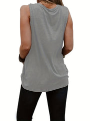 Dragonfly Print Tank Top Sleeveless Crew Neck Casual Tops