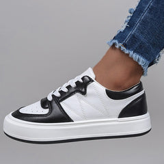 Women's Colorblock Platform Skate Shoes Breathable Low Top Sneakers