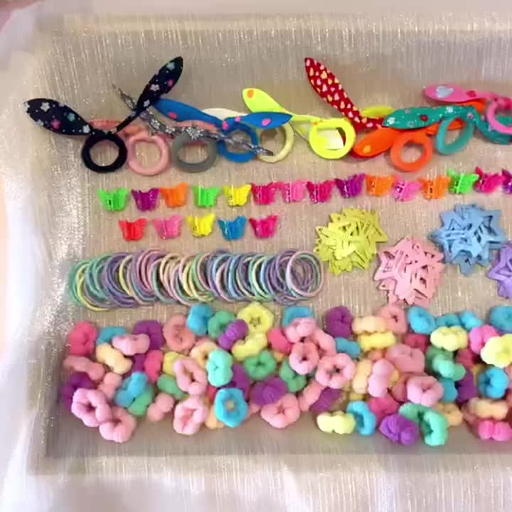 735pcs Colorful Hair Clips & Rings for Baby Girls