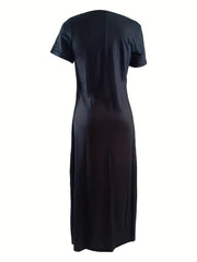 Women's Plus Abstract Figure Print V Neck Maxi Dress