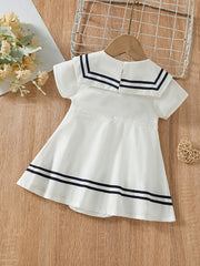 Baby Girls Casual Bowknot Short Sleeve Cotton Dress