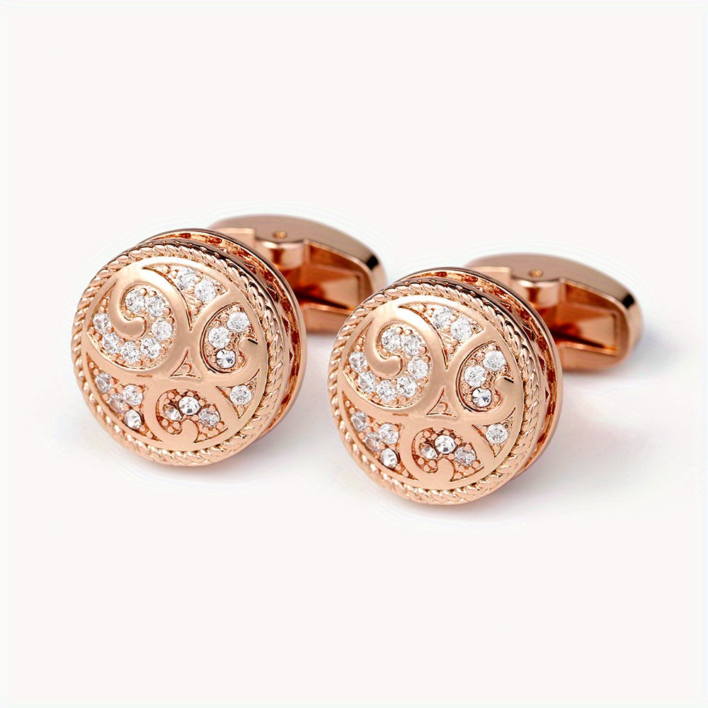 Zircon Inlaid Men's Shirt Cufflinks - Father's Gift