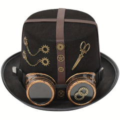 Steampunk PU Leather Cross Vintage Metal Gear Hat