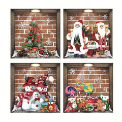 Christmas Wall Sticker Snowflake Santa Claus Tree Candy Party Window Sticker
