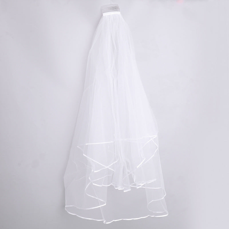 Vintage Ribbon Veil With Comb Wedding Hair Accessories