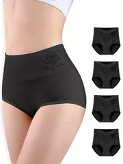 4pcs Floral Pattern Briefs Stretchy Intimates Panties Women's Lingerie