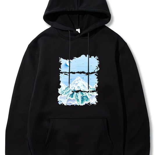 Mountain Print Men's Pullover Hoodie