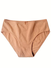 5pcs Solid Briefs Stretchy Intimates Panties Women's Lingerie