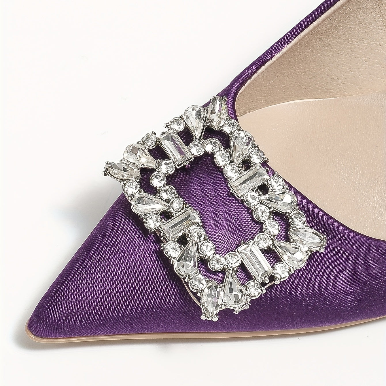 Purple Rhinestone Stiletto Heels Point Toe Party Pumps